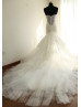 Strapless Eyelash Lace Mermaid Long Wedding Dress